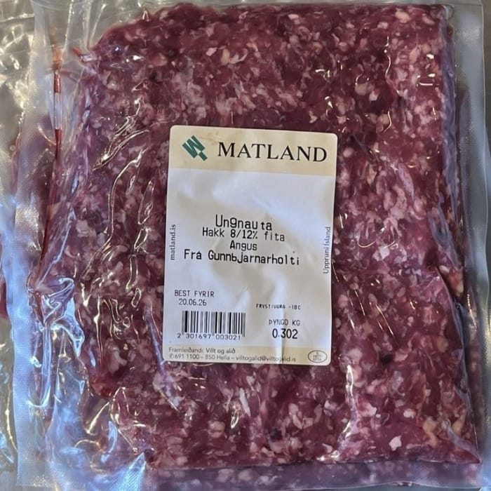 Litlir pakkar af ungnautahakki (8-12%) Angus frá Gunnbjarnarholti - 5 x 300g - Image 2