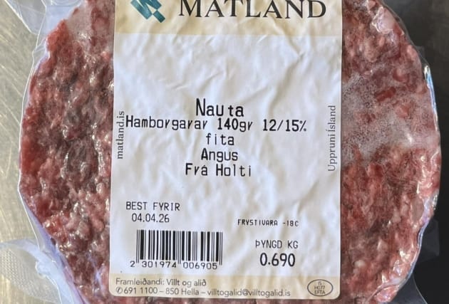 Hamborgarar - 12-15% - grasfóðruð ungnaut frá Holti - 10 stk x 140 g