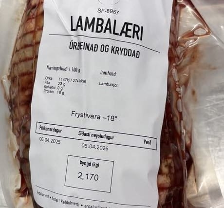 Úrbeinað og kryddað lambalæri frá Árdal - Grænlamb