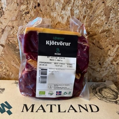 Ferskt lífrænt NY-strip frá Neðra-Hálsi