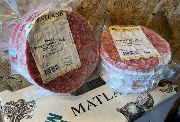 Brisketborgarar, 25-30% - Angus frá Stóra-Ármóti - 10 stk x 140 g