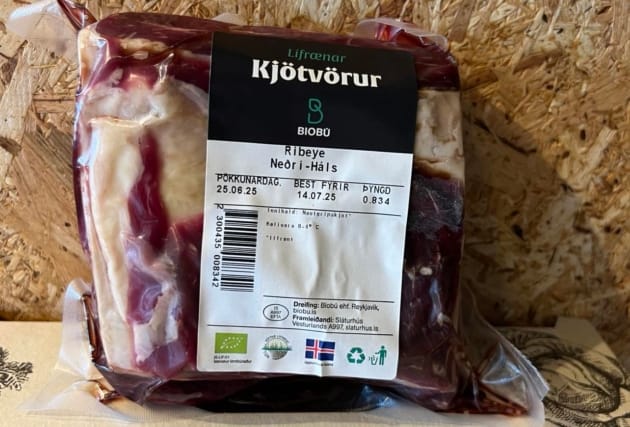 Ferskt lífrænt ribeye frá Neðra-Hálsi