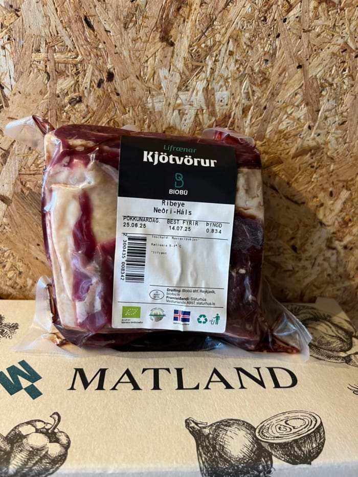 Ferskt lífrænt ribeye frá Neðra-Hálsi
