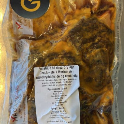 Hægmeyrnuð (60 daga) chuck-steik - fullelduð souis-vide
