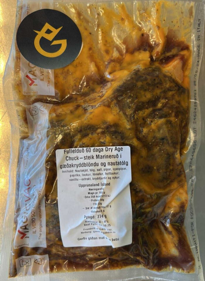 Hægmeyrnuð (60 daga) chuck-steik - fullelduð souis-vide