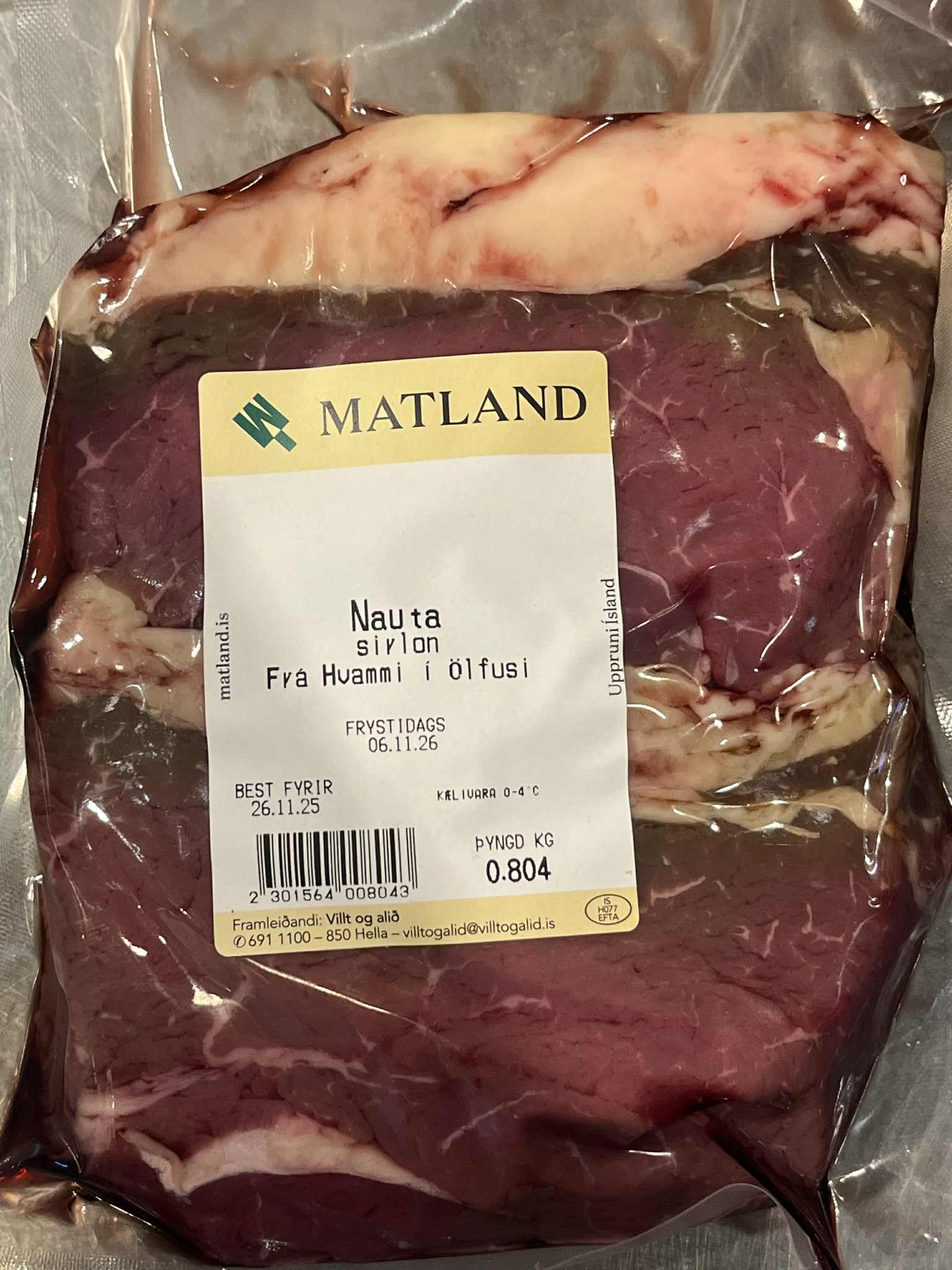 Ferskar Angus-sirloinsteikur frá Hvammi