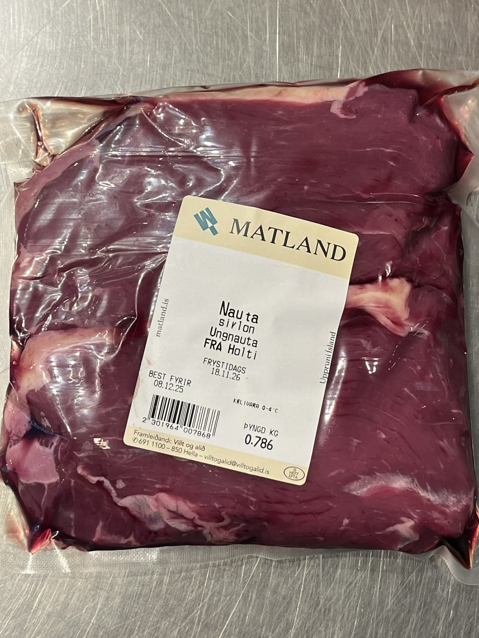 Sirloinsteikur af grasfóðruðum Angus frá Holti