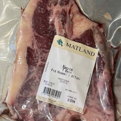 Fersk þunn (1") T-beinssteik af Angus frá Hvammi