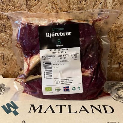 Ferskt lífrænt NY-strip frá Neðra-Hálsi