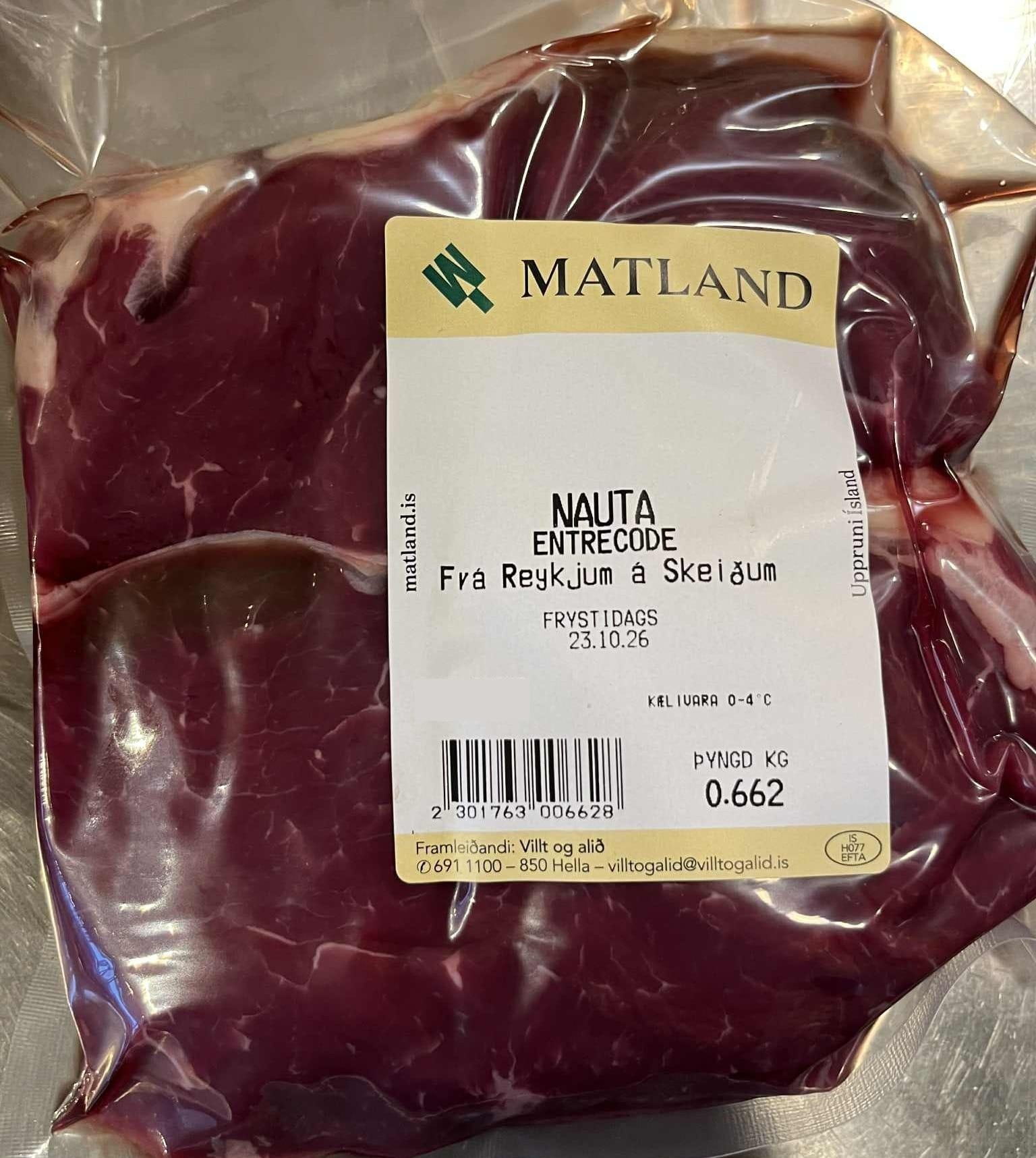 Entrecotesteikur frá Reykjum