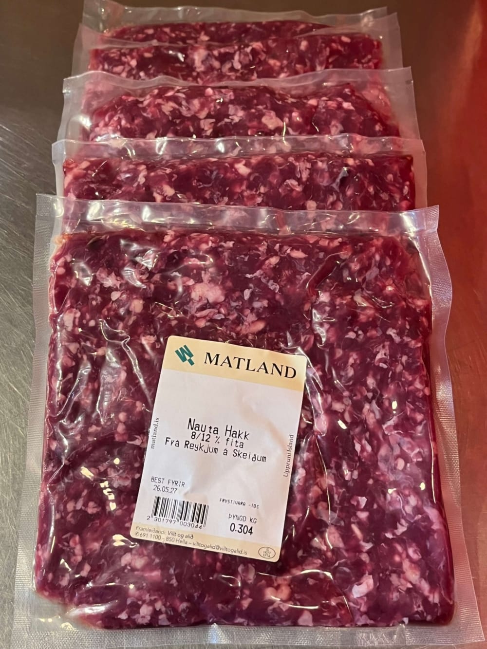 Litlir pakkar af nautahakki (8-12%) frá Reykjum - 5 pk x 300 g - Image 2