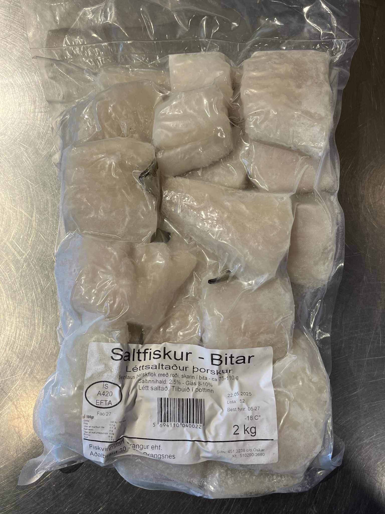 Saltfiskur - léttsaltaður þorskur í bitum - 2 kg - Image 2