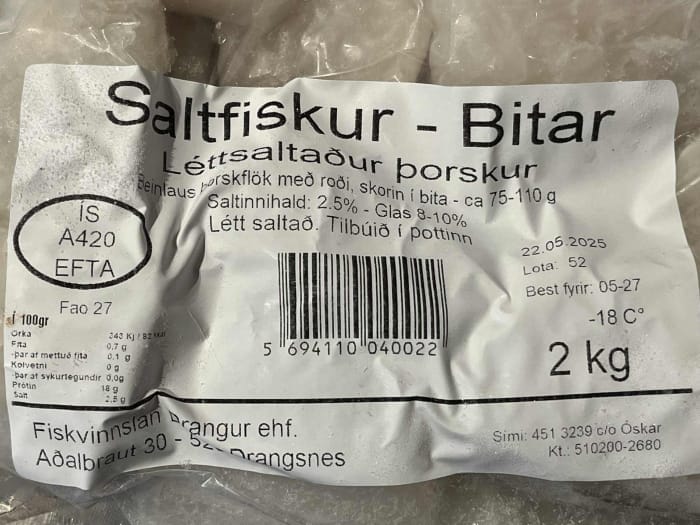 Saltfiskur - léttsaltaður þorskur í bitum - 2 kg - Image 4