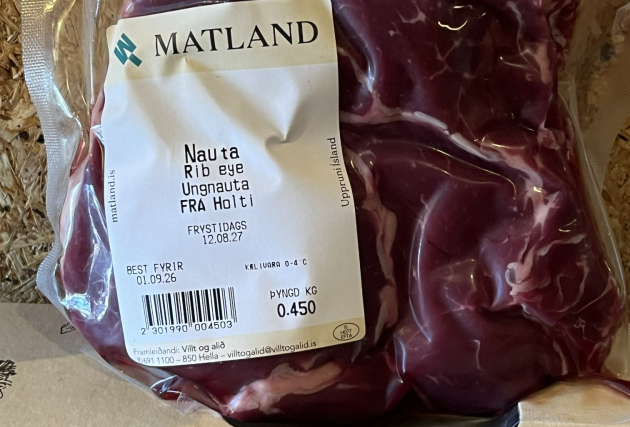 Ferskt ribeye af grasfóðruðu ungnauti frá Holti
