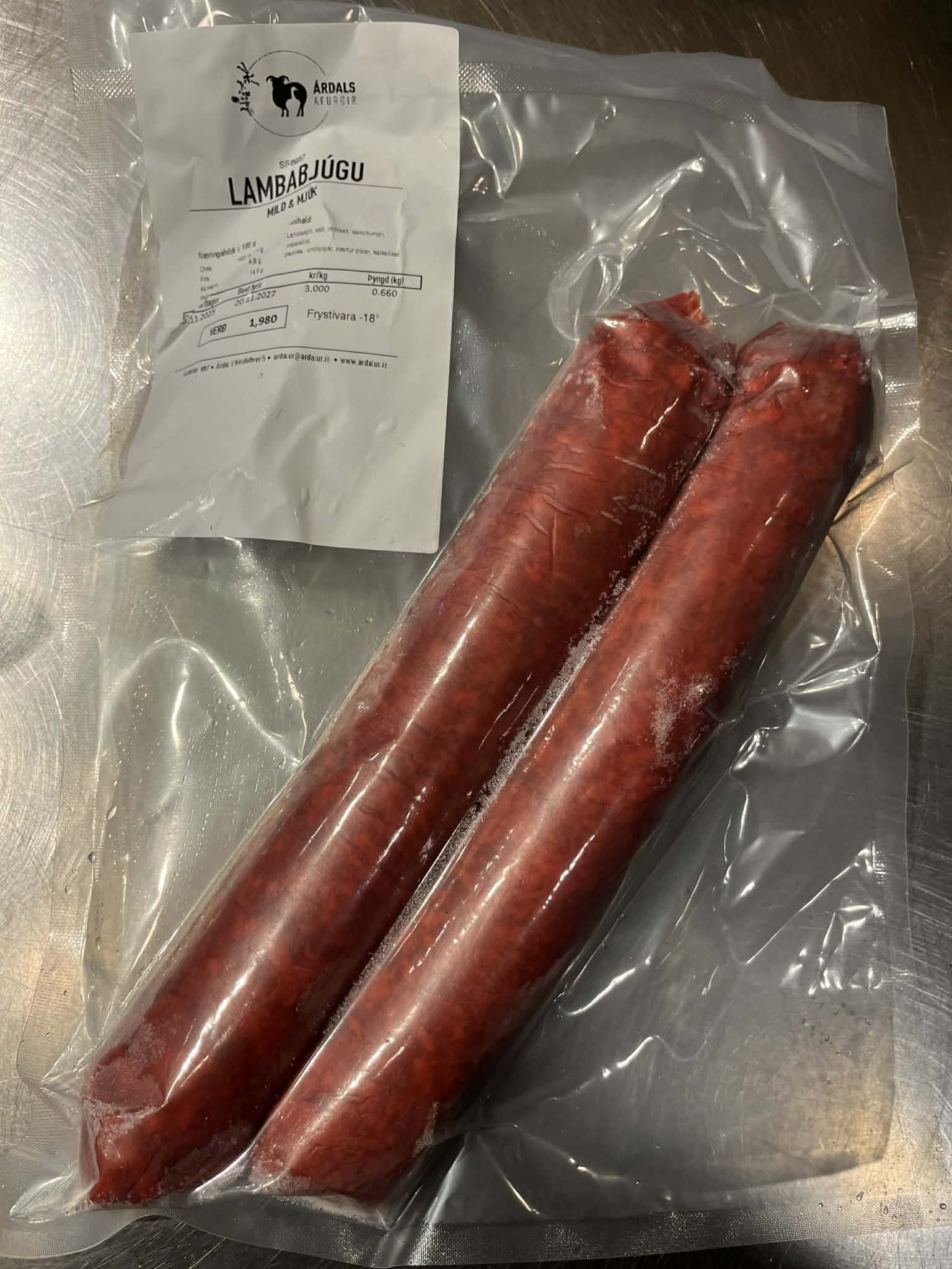 Reykt lambabjúgu frá Árdal - mild og mjúk - 2 stk.
