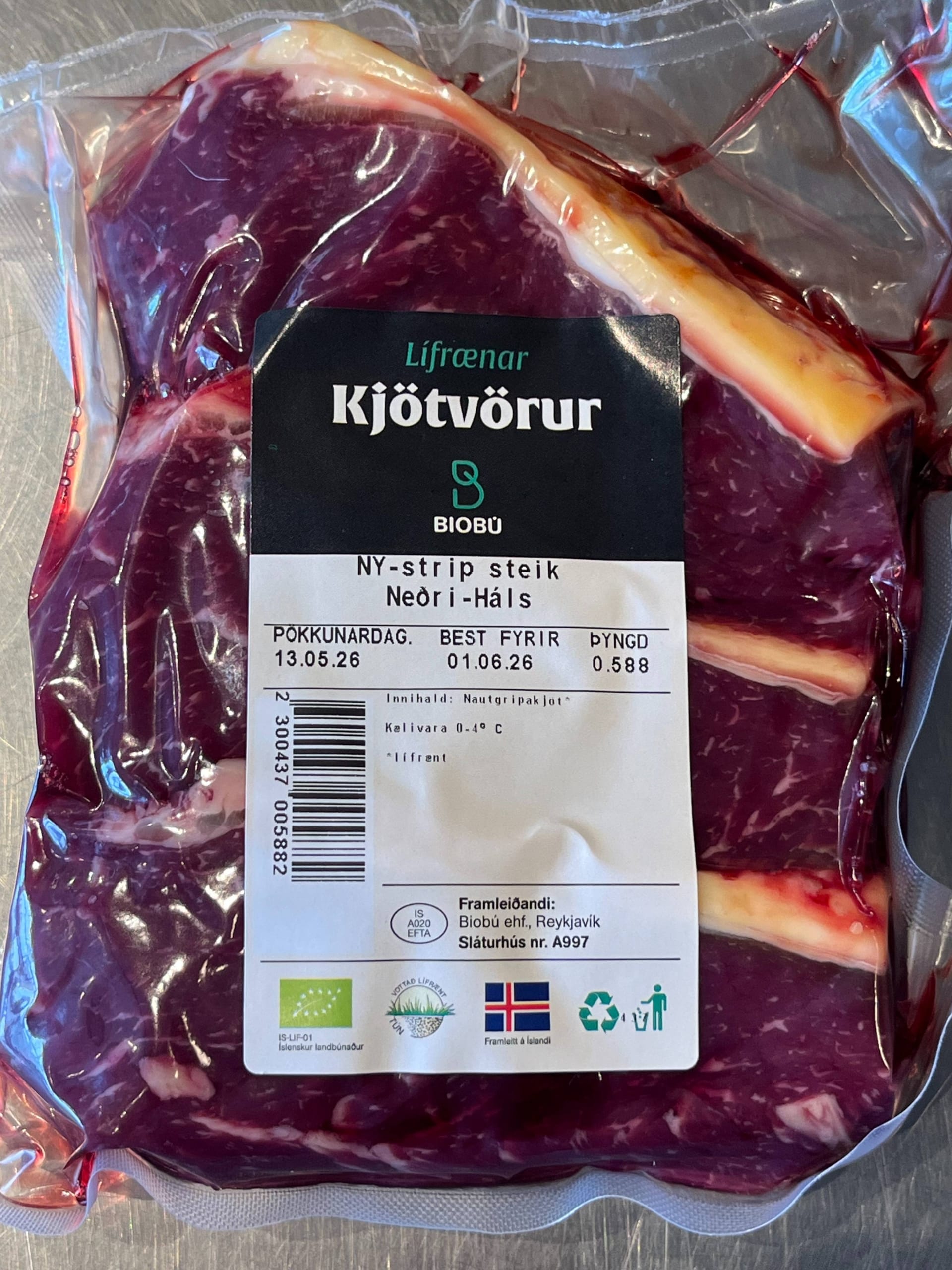 Ferskt lífrænt NY-strip frá Neðra-Hálsi - Image 3