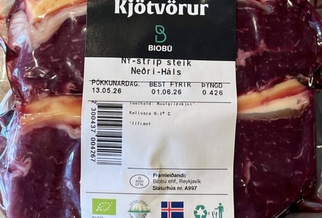 Ferskt lífrænt NY-strip frá Neðra-Hálsi