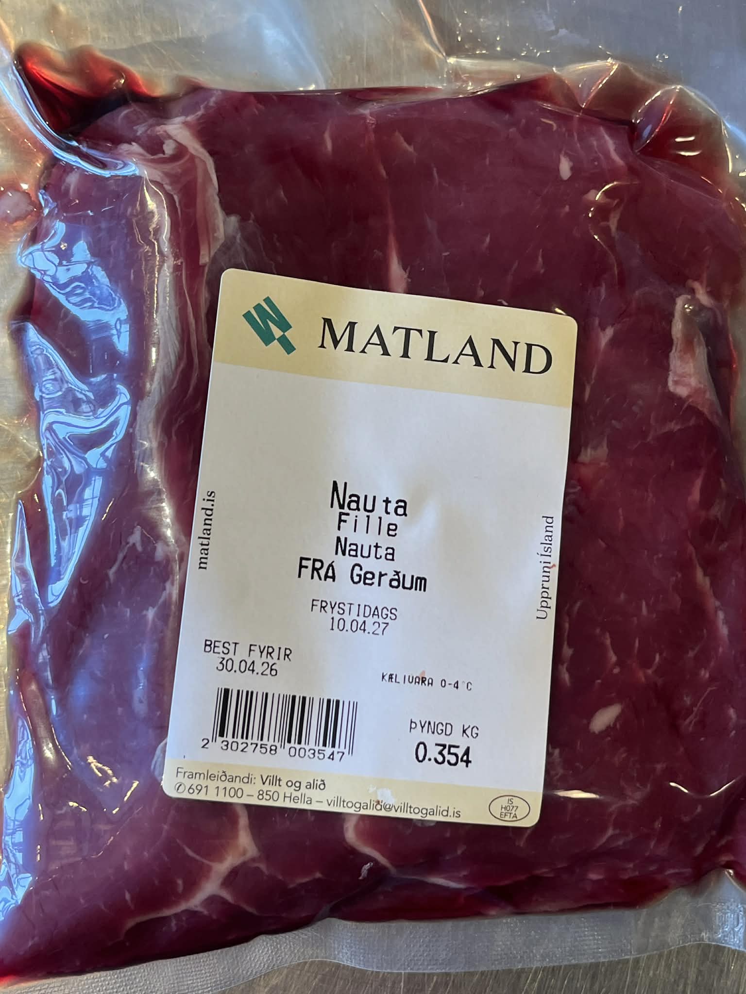 Ferskt nautafille frá Gerðum