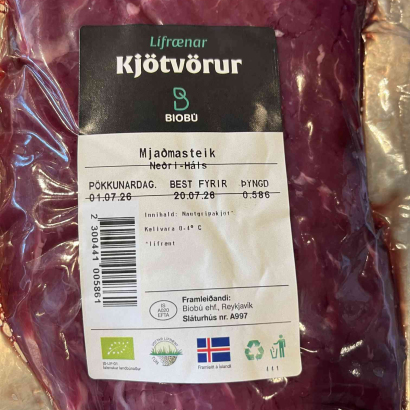 Fersk lífræn mjaðmasteik frá Neðra-Hálsi