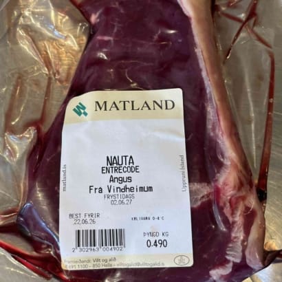 Ferskt entrecote af 100% Angusnauti frá Vindheimum