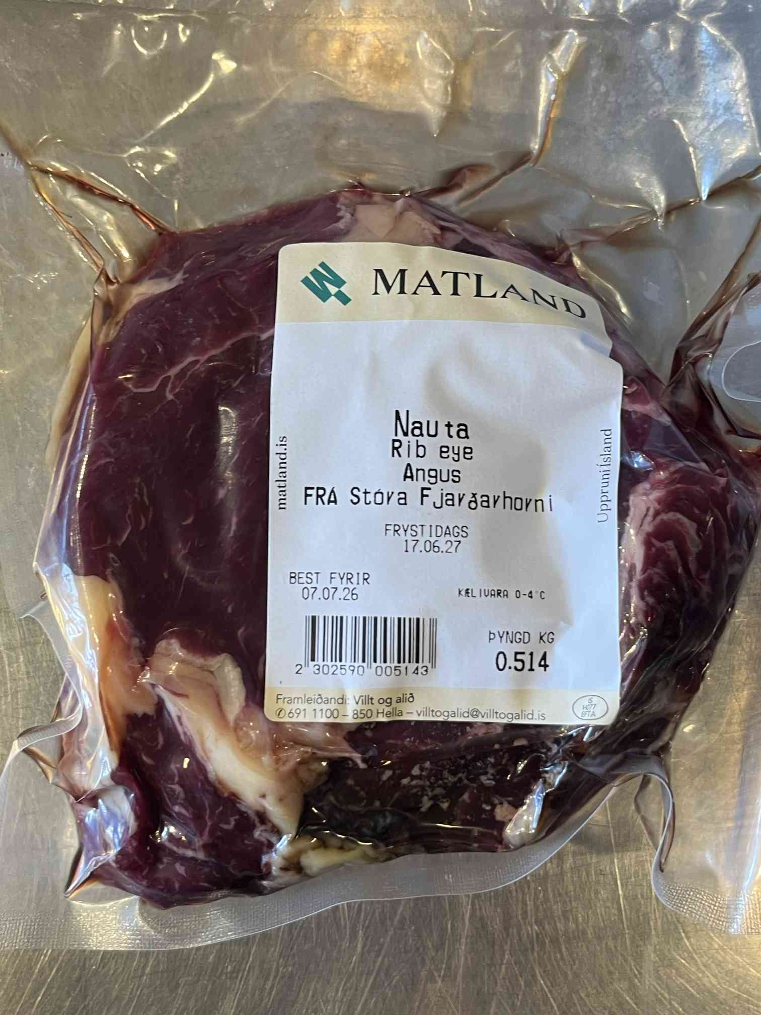 Ferskt ribeye af Angus frá Stóra-Fjarðarhorni