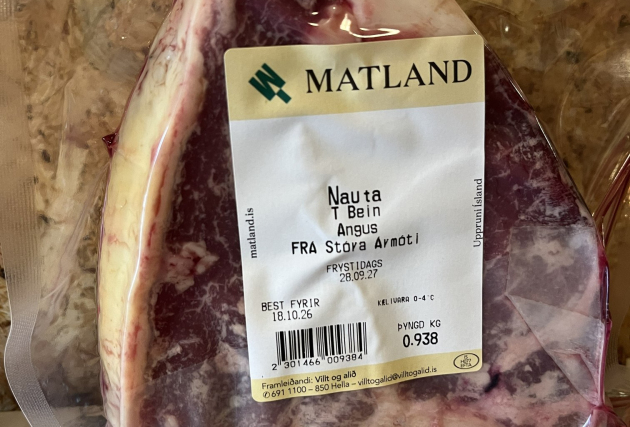 Fersk T-beinssteik af 100% Angus frá Stóra-Ármóti
