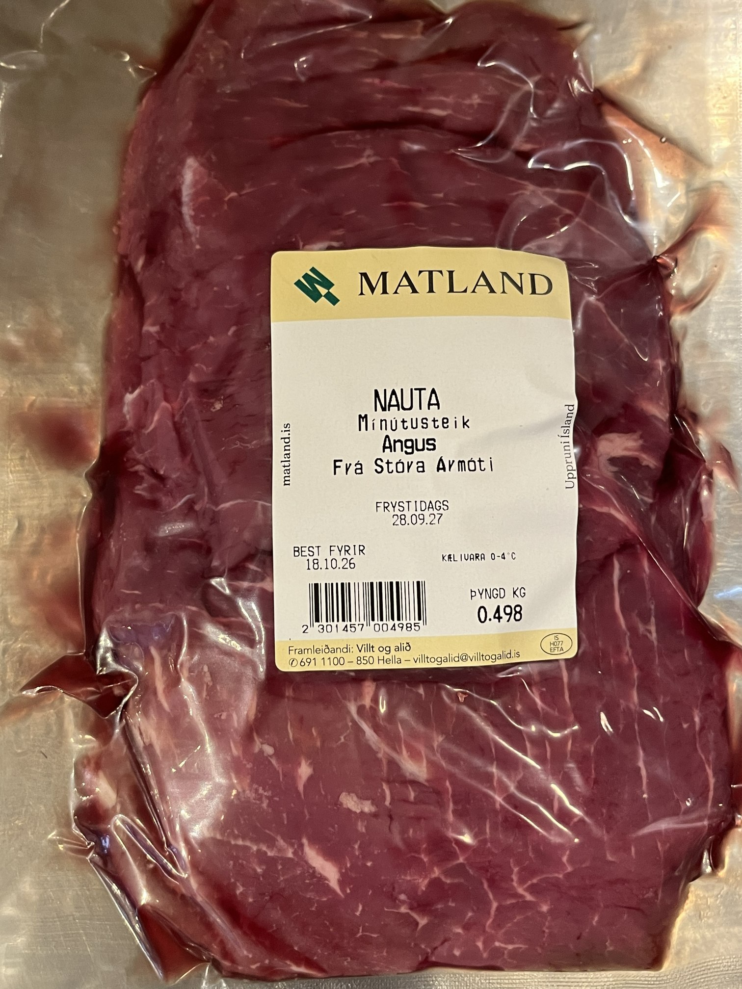Ferskar mínútusteikur af 100% Angus frá Stóra-Ármóti