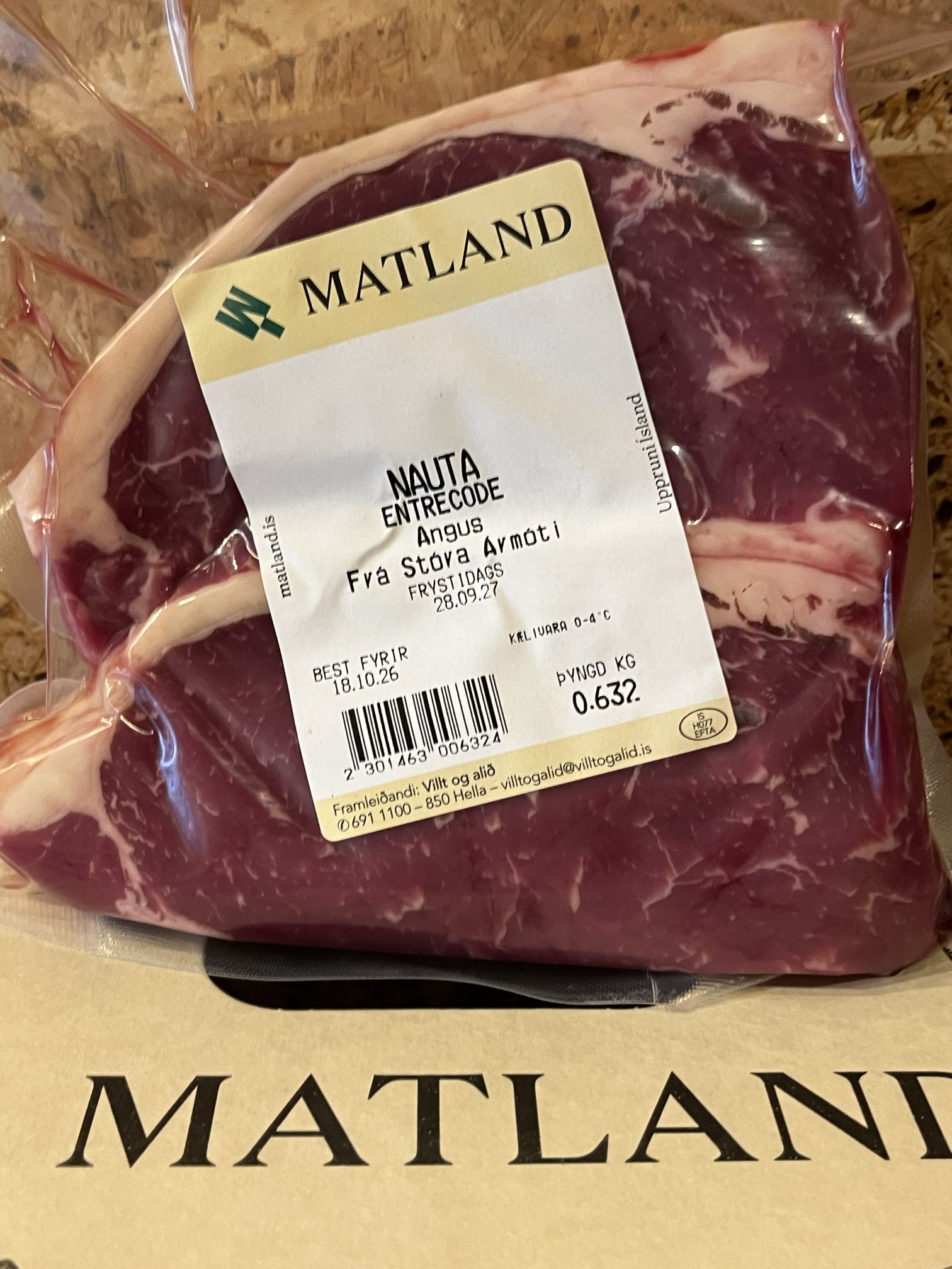 Ferskt Entrecote af 100% Angus frá Stóra-Ármóti