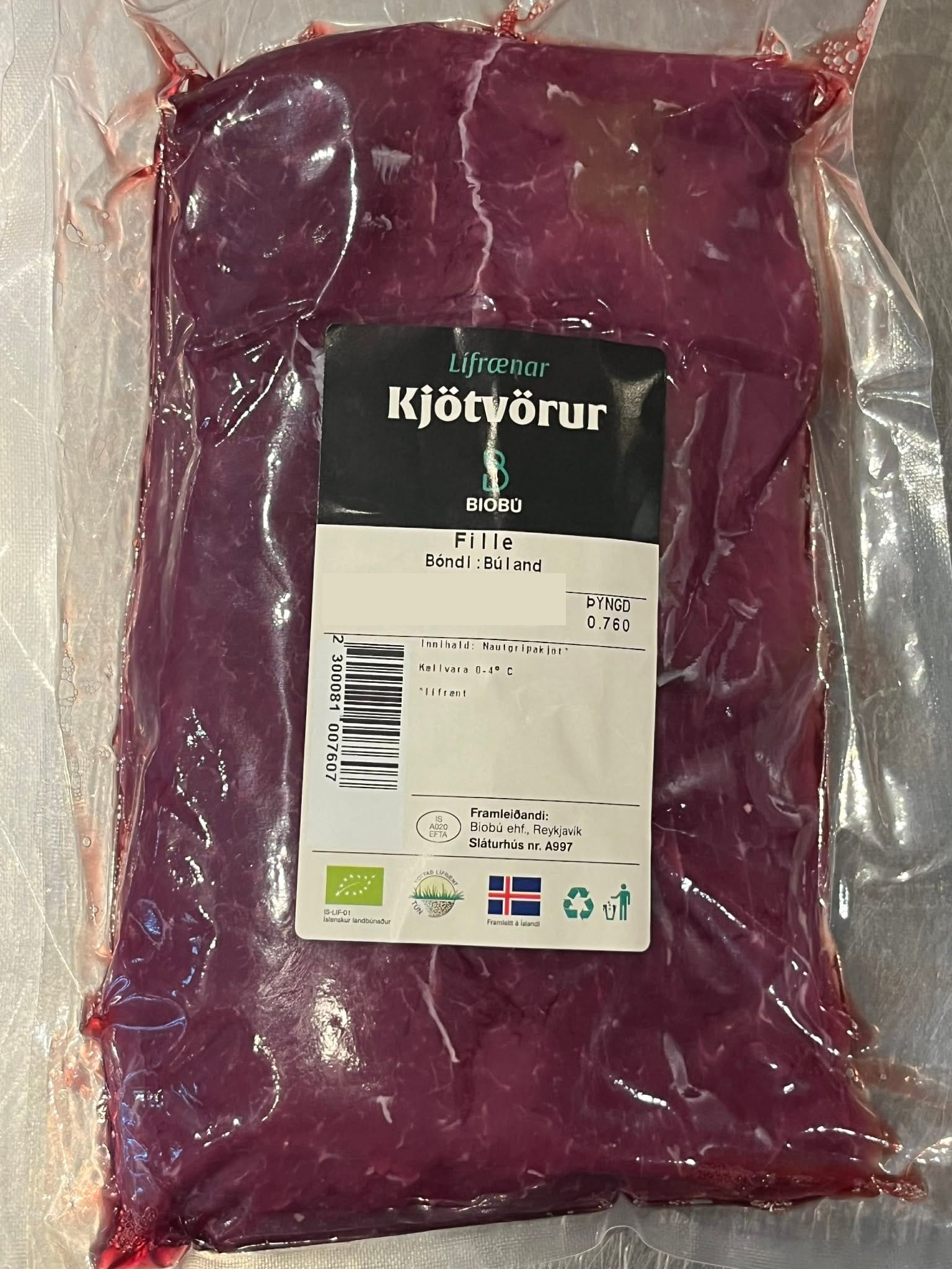 Lífrænt ferskt fille frá Búlandi