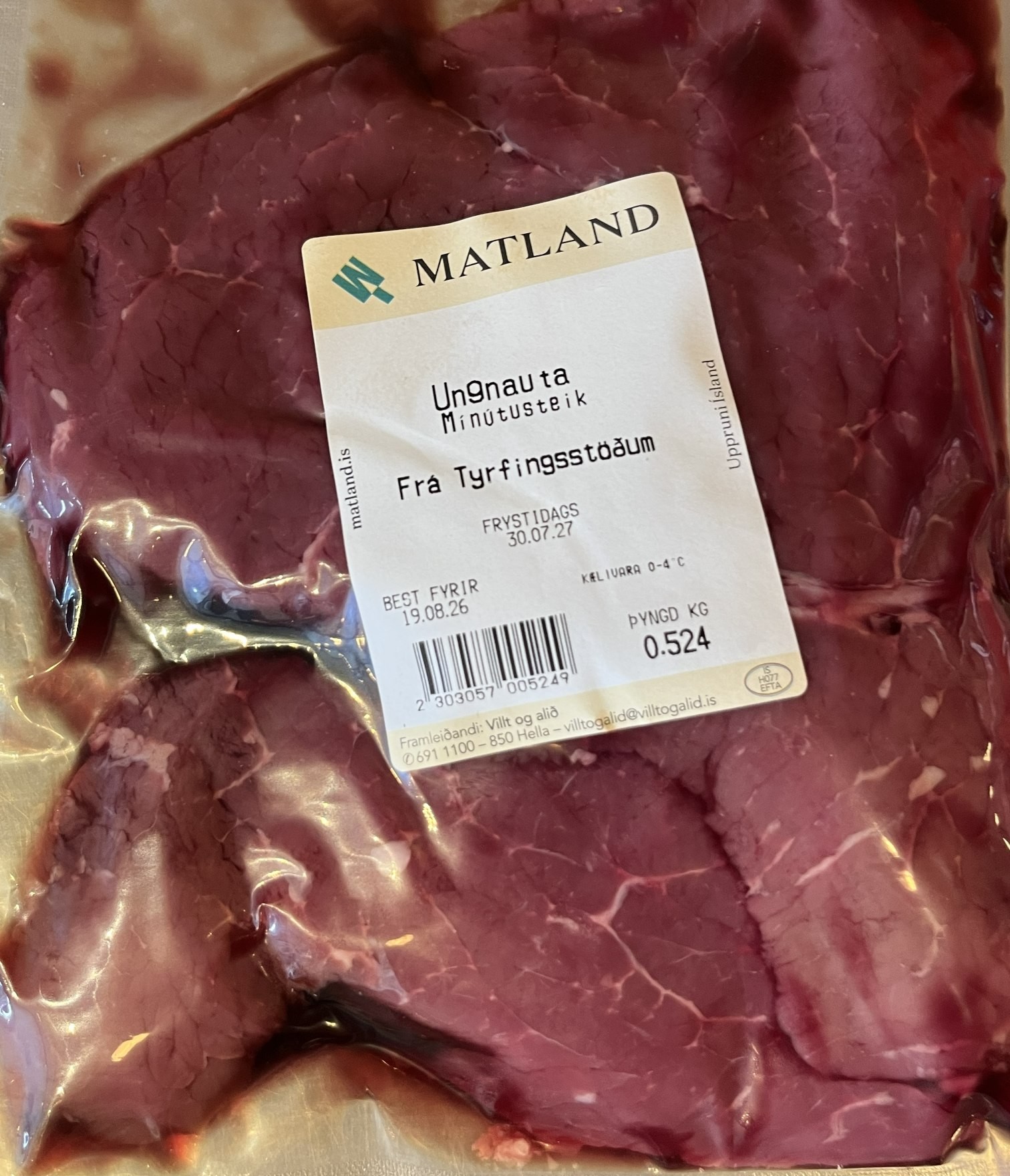 Ferskar mínútusteikur frá Tyrfingsstöðum
