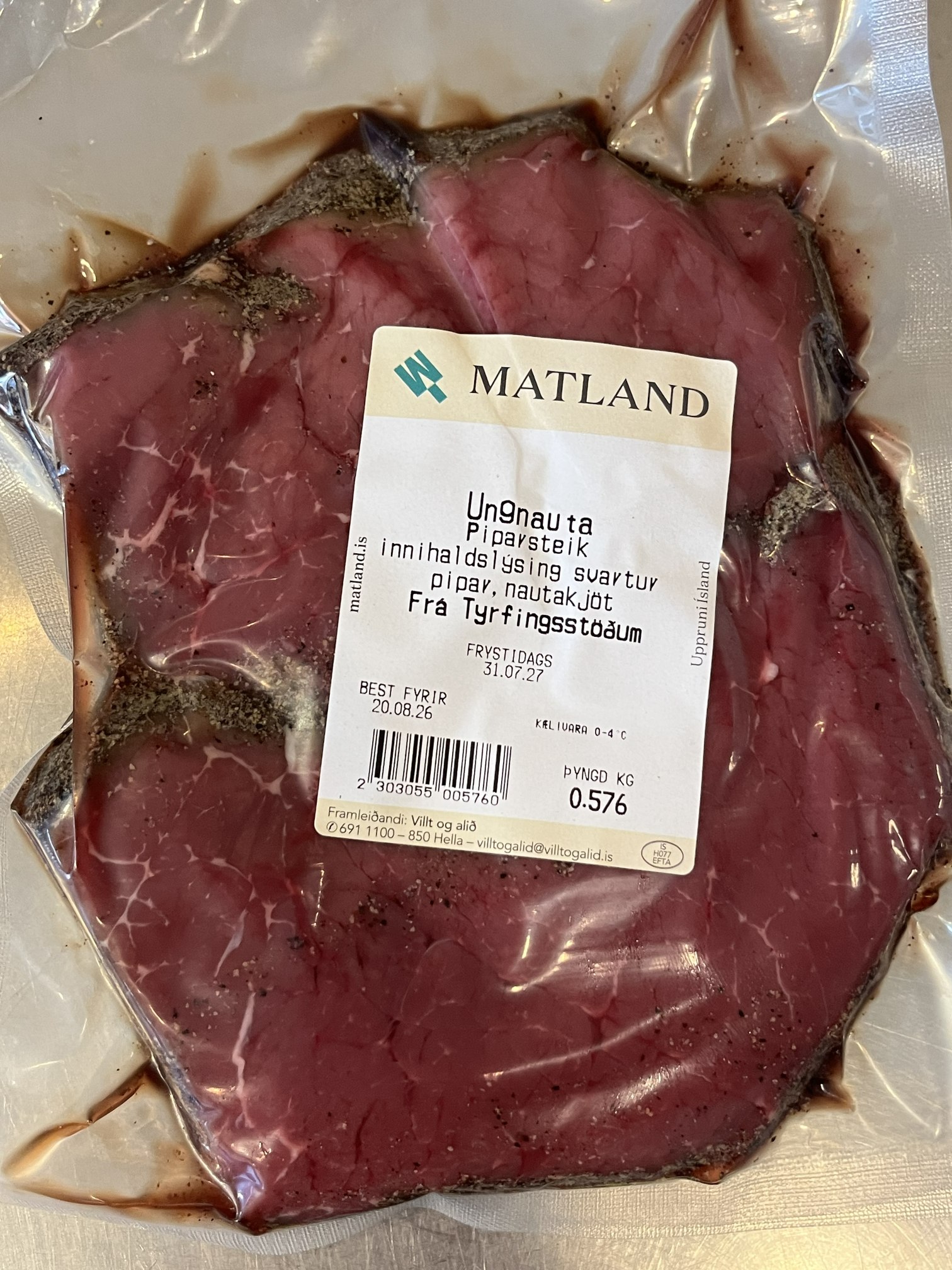 Ferskar piparsteikur frá Tyrfingsstöðum - grasfóðrað