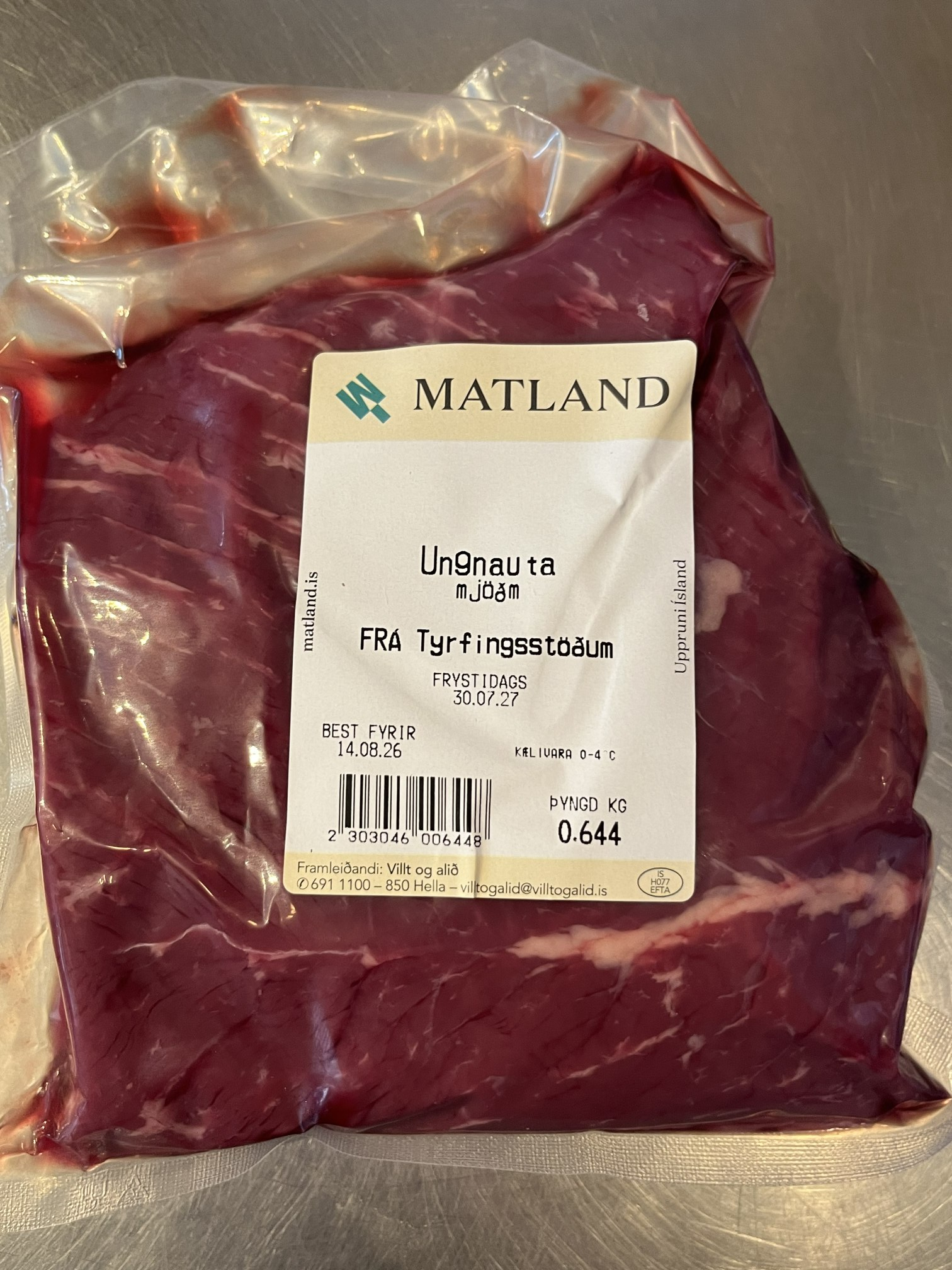 Fersk mjaðmasteik frá Tyrfingsstöðum